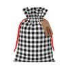 Augenstern Burlap Drawstring Bag Gingham-Black-White-Tartan Reusable Present Wrapping Sack Xmas Holiday Party Favor Bag Small view 1