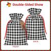 Augenstern Burlap Drawstring Bag Gingham-Black-White-Tartan Reusable Present Wrapping Sack Xmas Holiday Party Favor Bag Small view 2