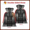 Augenstern Burlap Drawstring Bag Grey-Black-Tartan Reusable Present Wrapping Sack Xmas Holiday Party Favor Bag Small view 2