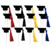 12Pcs Graduation Cap Cupcake Toppers Dessert Mini Cake Decoration Graduation Cap with Tassel Cakecup Insert Topper Decoration for Graduation Theme Party Supplies, Black view 1