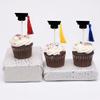 12Pcs Graduation Cap Cupcake Toppers Dessert Mini Cake Decoration Graduation Cap with Tassel Cakecup Insert Topper Decoration for Graduation Theme Party Supplies, Black view 2