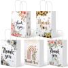 20Pcs Thank You Gift Bags with Handles, 8.2" x 5.8"x3.15" Flower Design Kraft Paper Gift Bags, Party Favor Bags for Wedding Birthday Shower Thanksgiving view 1