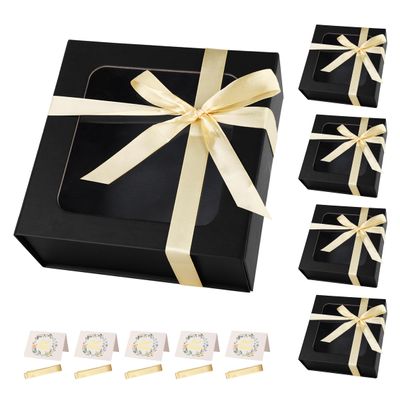 Black Gift Boxes with Window,7.5"x7.5"x3.1" Bridesmaid Boxe for Gift Giving,Birthday Gift Box with Magnetic,Closure Lid Gift Boxes for Presents,Cute Boxe,Luxury for Gift Packaging,Gift Box for Wrapping Gifts