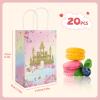 20Pcs Princess Prince Gift Bags with Handles, Butterfly Floral Castle Crown Party Favor Bags, Candy Goodie Bags Paper Treat Bags for Princess Baby Shower Birthday Party Supplies view 2