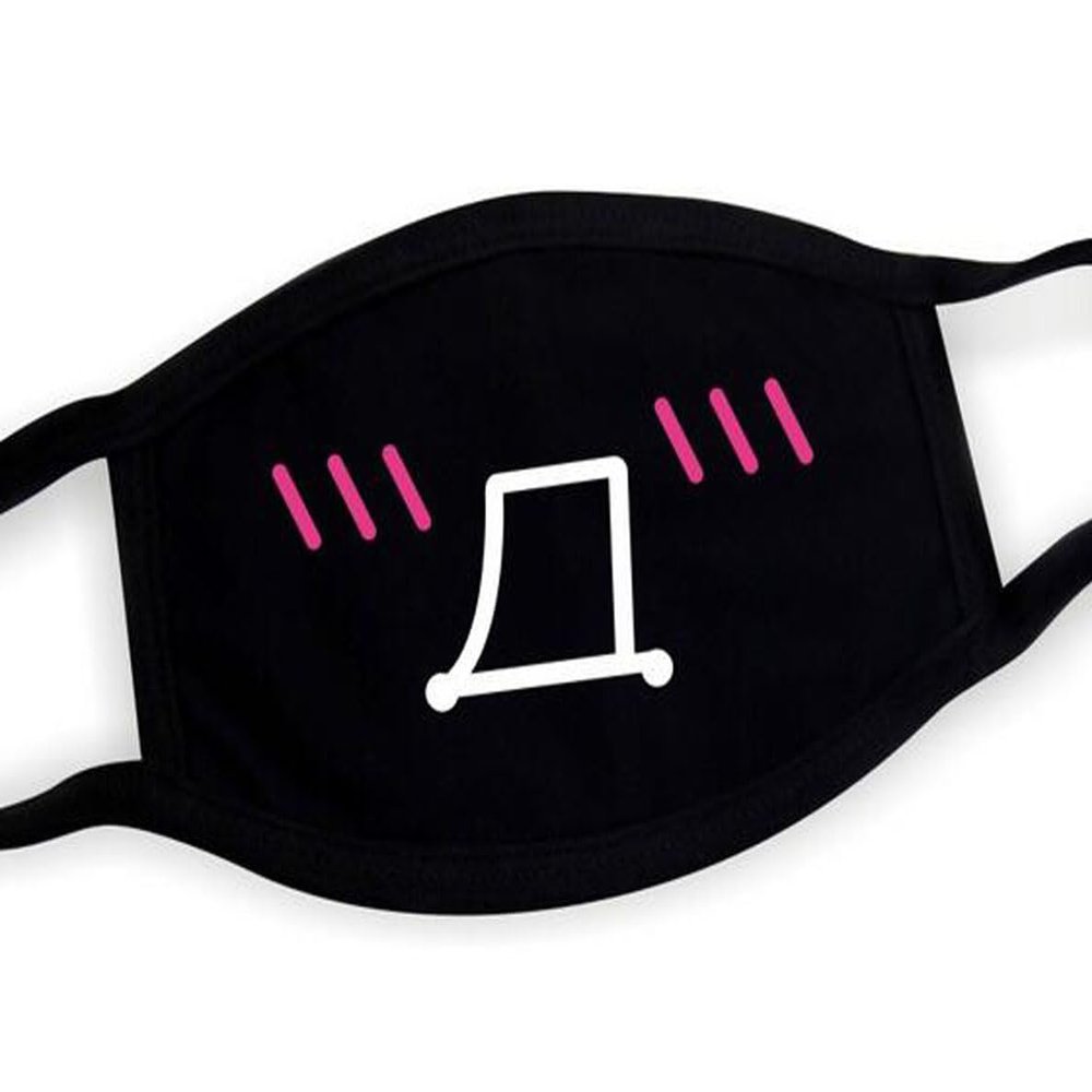 Suplove Unisex Cartoon Mouth Mask Reusable Face Masks 2 Pack Washable Cotton Face Protection for Adult Teens (2, Black8)