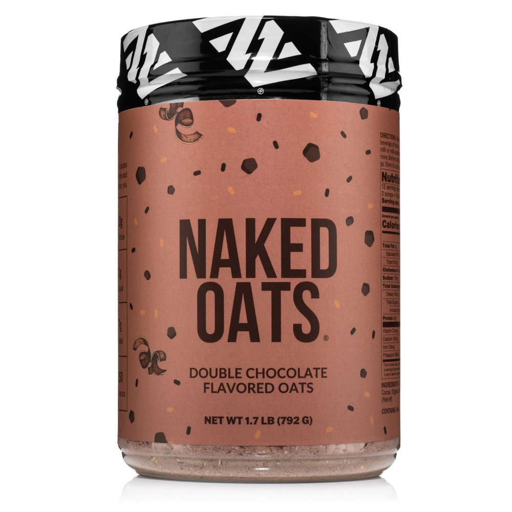Naked Oats - Double Chocolate Overnight Oats, 20g Grass-Fed Protein, Gluten-Free Oatmeal Instant Breakfast or Shake, High Protein Oatmeal, High Fiber Breakfast Shake, Non GMO, No Soy - 12 Servings