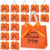 Tenceur 50 Sets Friendsgiving Party Gift Bags Small Thanksgiving Fall Pumpkin Orange Goodie Candy Treat Reusable Bags with Handles and Bow Ribbon for Thanksgiving Party Favor, 5.51x4.72x2.36'' view 1