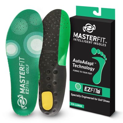MASTERFIT EZQF Regular Golf Shoe Insoles for Men & Women, Athletic Shoe Inserts Men with Arch & Heel Support, Shock Absorbing Stability Insoles for Golf Shoes, Cleats & Sports Performance, XXL