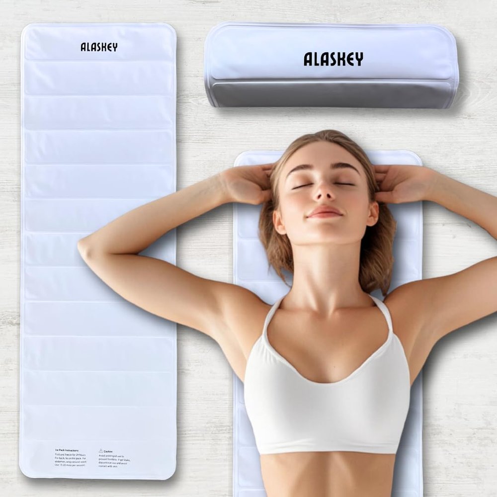 Alaskey Large White Full Body Ice Pack | 45"x16" Reusable Relaxation Cooling Blanket | Perfect for Summer Comfort, Full-Body Cooling, Cold Therapy and Recovery After Physical Activity or Everyday Use