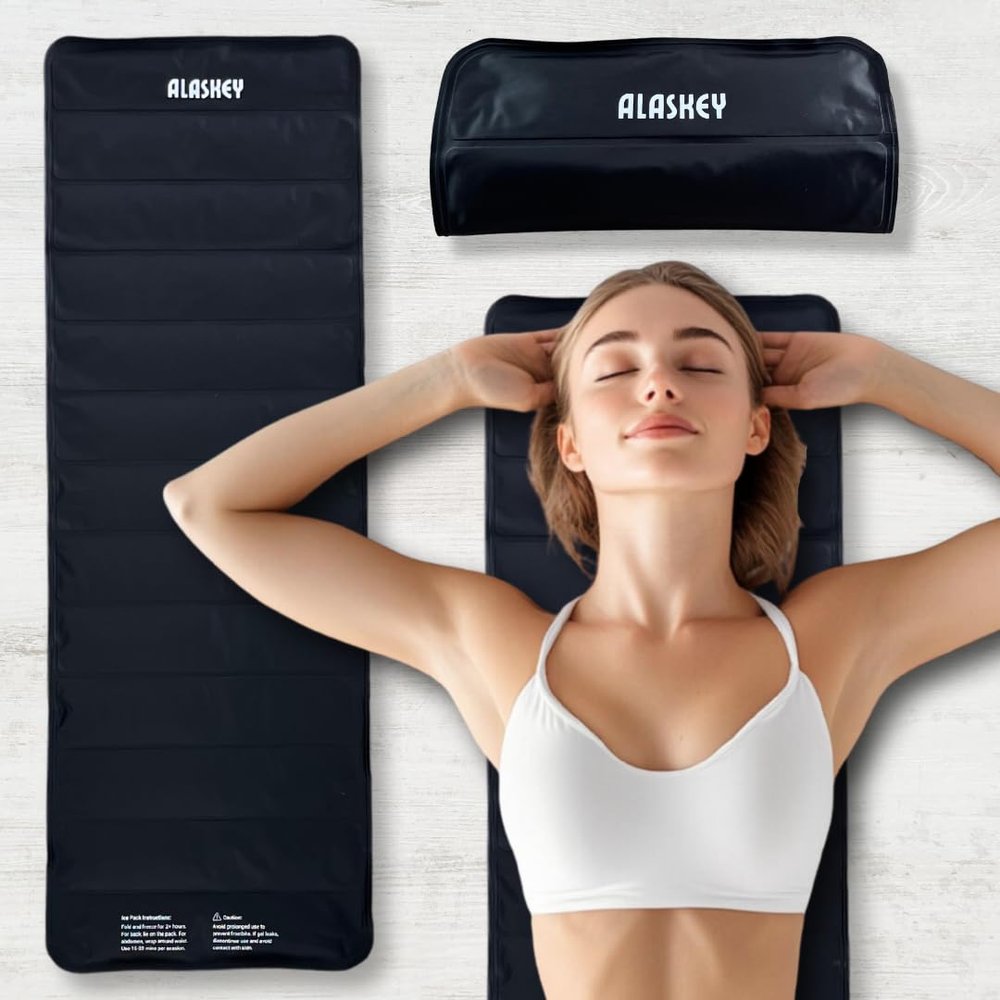 Alaskey Large Black Full Body Ice Pack | 45"x16" Reusable Relaxation Cooling Blanket | Perfect for Summer Comfort, Full-Body Cooling, Cold Therapy and Recovery After Physical Activity or Everyday Use