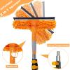 20 Ft+ Reach 2 In 1 Window Squeegee Duster with 5-to-12 Foot Extension Pole, Cleaner Tool with 3-Stage Telescoping Pole, Cleaning Kit with Rotatable Head - Chenille Cloth + Microfibre Cloths Head view 2