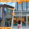 20 Ft+ Reach 2 In 1 Window Squeegee Duster with 5-to-12 Foot Extension Pole, Cleaner Tool with 3-Stage Telescoping Pole, Cleaning Kit with Rotatable Head - Chenille Cloth + Microfibre Cloths Head view 4