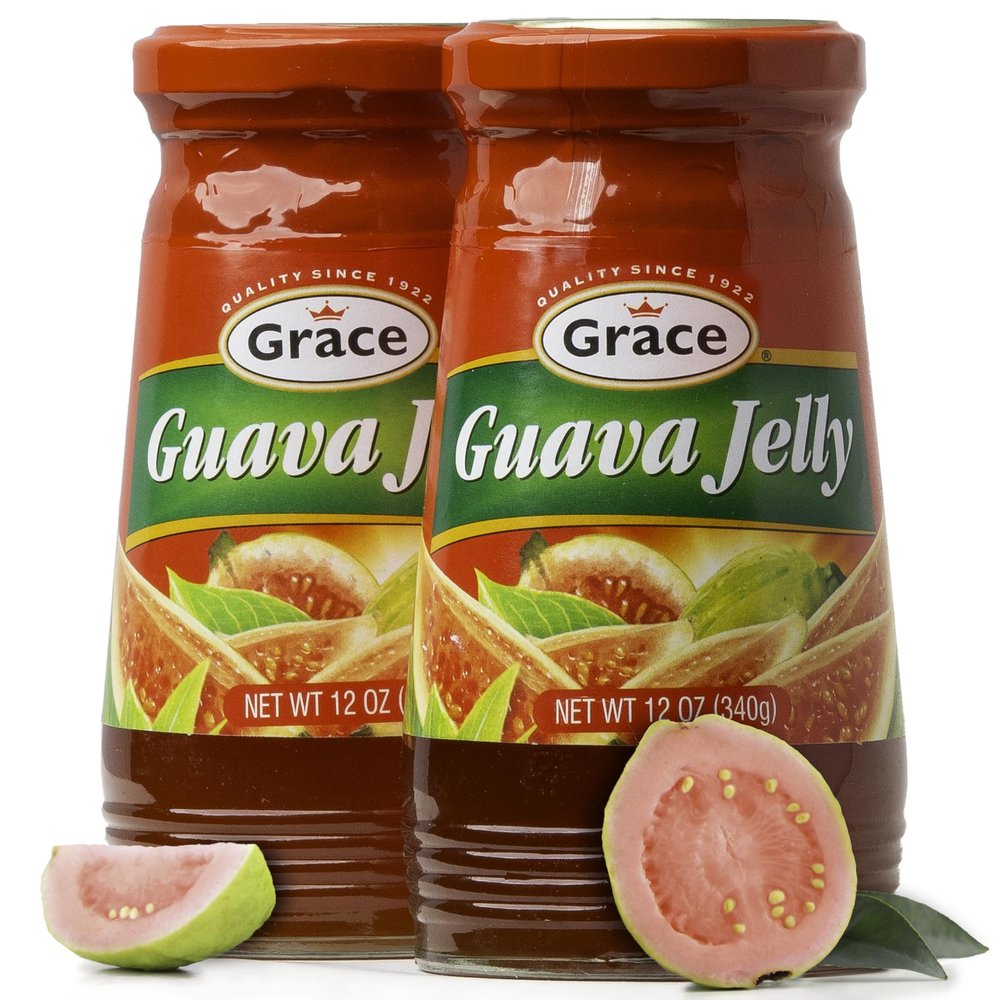 Grace Guava Jelly 12oz - 2 Jars - Tropical Guava Paste Made with Premium Jamaican Guava Fruit - Caribbean Guava Fruit Spread Ideal for Guava Gizzada & Pastelitos de Guayaba
