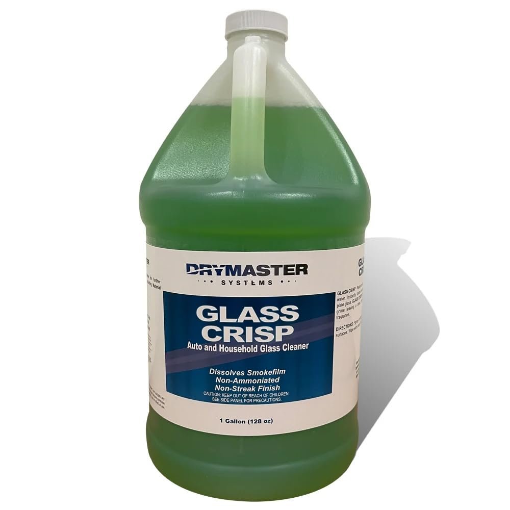 Drymaster Systems GLASS CRISP Glass Cleaner - Cleaning Agent & Protectant for Glass, Silane-based, Ammonia-Free - 1 Gallon