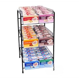 NineLife Basics Countertop Black Metal Wire Rack with 150 Individual Creamer Tubs in 6 Flavors