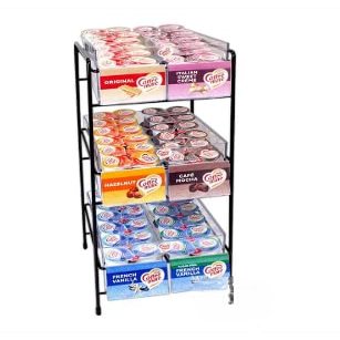 NineLife Basics Countertop Black Metal Wire Rack with 150 Individual Creamer Tubs in 6 Flavors