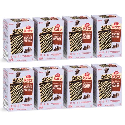 Katz Gluten Free Chocolate Chip Toaster Pastries. Breakfast Foods Snacks. Free of Dairy, Peanuts, Tree Nuts, and Sesame, No Artificial Color. Kosher. 8oz (8pk)