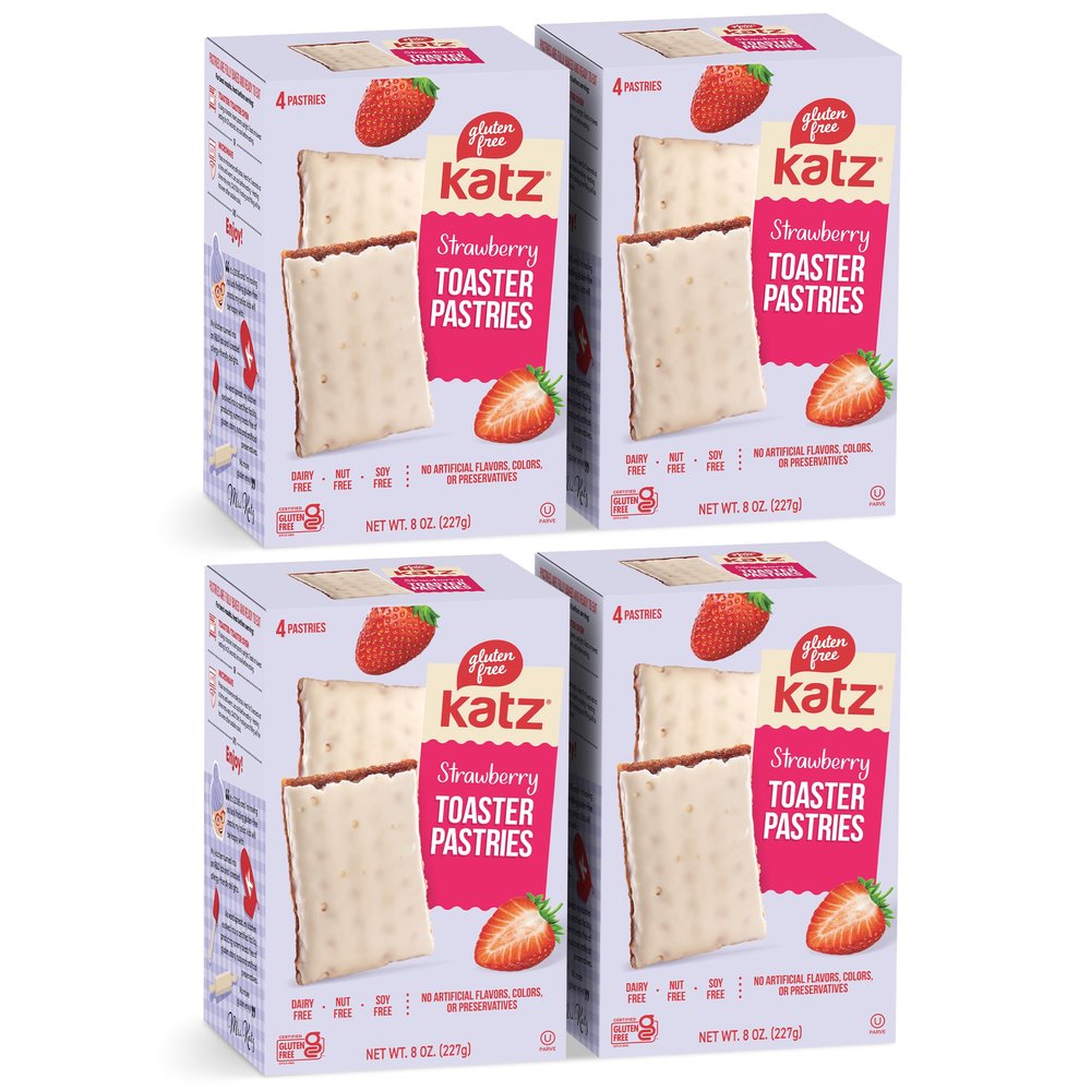 Katz Gluten Free Strawberry Toaster Pastries. Snacks for Kids. Free of Dairy, Peanuts, Tree Nuts, and Sesame. No Artificial Colors. Kosher. 8oz (4pk)