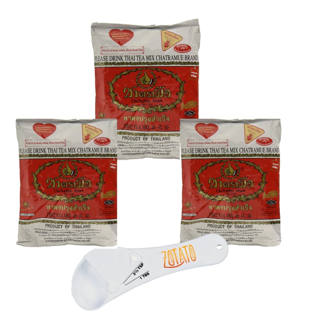 (3 Packs) Authentic Thai Tea Mix Bundle With 5-in-1 Measuring Spoon