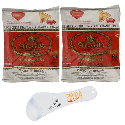(2 Packs) Authentic Thai Tea Mix Bundle With 5-in-1 Measuring Spoon