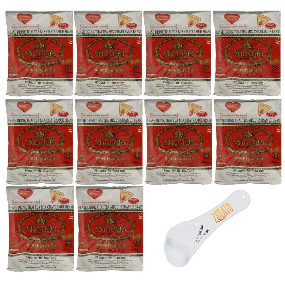 (10 Packs) Authentic Thai Tea Mix Bundle With 5-in-1 Measuring Spoon