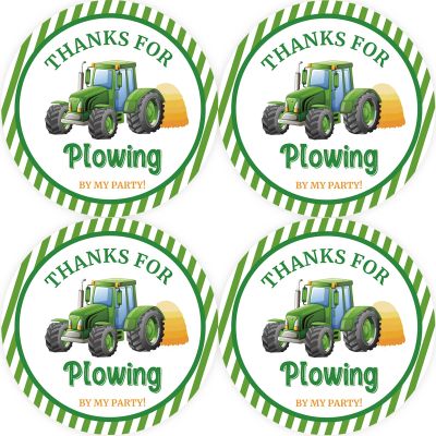 40pcs Tractor Round Stickers, Tractor Birthday Thank You Stickers, Farm Truck Round Labels for Boy, Green Farm Truck Labels for 1st Birthday Party Favors