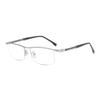 HELES Men's Business Half Rim Titanium Alloy&TR Photochromic Brown Reading Glasses Single Vision Outdoor Sunglasses Readers -Silver||+1.00 Strength view 3