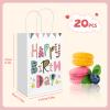 20Pcs Birthday Gift Bags with Handles, 8.2" x 5.8"x3.15" Happy Birthday Paper Favor Bags, Colorful Candle Balloon Cake Print Birthday Goodie Bags, Party Treat Candy Bags for Boys Girls Birthday Party Supplies view 2