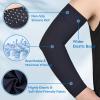 MGANG Lymphedema Compression Arm Sleeve for Women Men, Opaque, 15-20 mmHg Compression Full Arm Support with Silicone Band, Relieve Swelling, Edema, Post Surgery Recovery, Single Navy Blue L view 2
