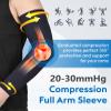 MGANG Lymphedema Compression Arm Sleeve for Women Men, Opaque, 15-20 mmHg Compression Full Arm Support with Silicone Band, Relieve Swelling, Edema, Post Surgery Recovery, Single Navy Blue L view 3