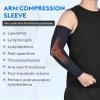 MGANG Lymphedema Compression Arm Sleeve for Women Men, Opaque, 15-20 mmHg Compression Full Arm Support with Silicone Band, Relieve Swelling, Edema, Post Surgery Recovery, Single Navy Blue L view 4