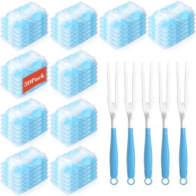 Duster Refills Compatible with Swiffer Duster Refill Heavy Duty, 50 Refills & 5 Handles Kit for Swiffer Duster Kit, Dusters for Cleaning Car Electronics Furniture Blinds, Ceiling Fan Cleaner