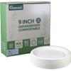 Greensoil 9 Inch Paper Plates - 50 Pack, Heavy Duty Disposable Plates, BPI Certified Compostable Plates for Dinner, Party, Wedding - Soak Proof, Cut Resistant, PFAS Free, Microwave & Freezer Safe view 1