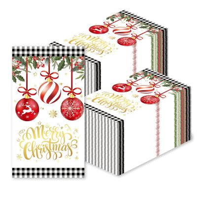 100 Pcs Christmas Paper Napkins Disposable Flower Guest Dinner Napkins Bathroom Decorative Paper Hand Towels Decorative For Wedding Bridal Baby Shower Tea Party Birthday,4.3 X 7.9 Inch