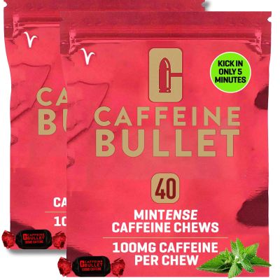 Caffeine Bullet Mint Energy Chews *80  Faster Boost Than Gels, Tablets and Gum. 100mg per Serving - Sport Science for Running, Cycling, Gaming & Pre Workout Endurance Kick.