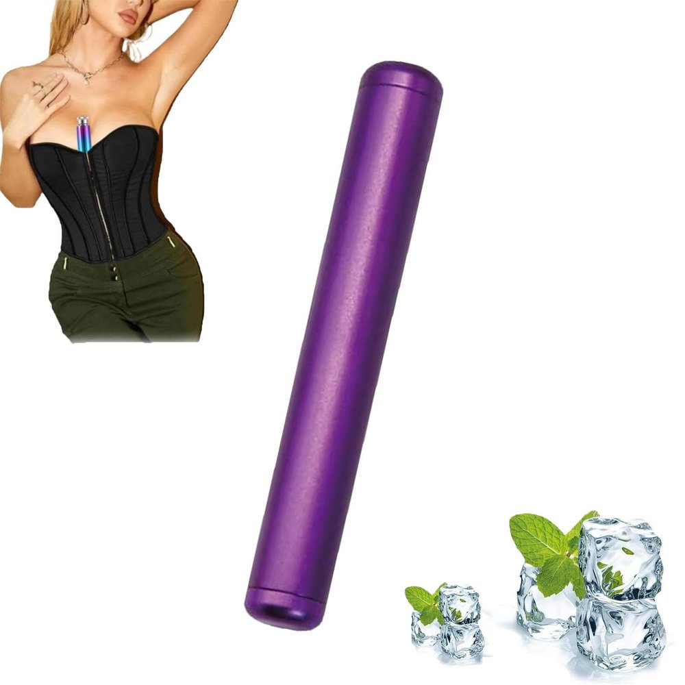 Bodice Chiller Tube, Premium Portable Air Tight Metal Tube Container, Bodice Chiller Corset Cooler, Stainless Steel Pocket Flask, Metal Bodice Chiller Copper Bodice Cooler With Cover (Purple)