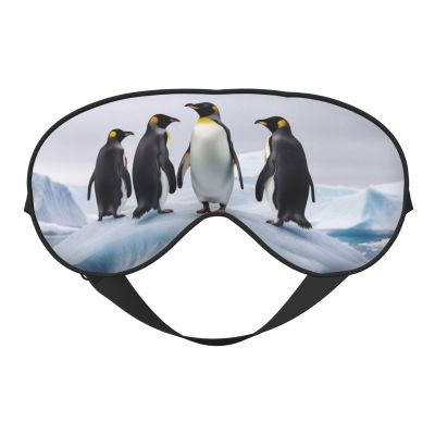 Soft Penguins on Iceberg Printed Eye Mask,Adjustable Breathable Eye Masks for Sleep,Light Blocking & Double-Sided