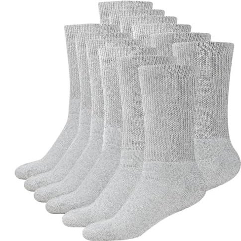 AC BASICS Men's & Women Diabetic Crew Style Physicians Approved Circulatory Cotton Socks, Non-binding 6 Pairs
