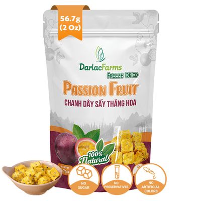 DARLAC FARMS Freeze Dried Passion Fruit Cubes, 2 Oz  No Sugar Added, Crunchy Tropical Fruit Snacks, 100% Real Fruit, Perfect for Tea, Smoothies, Baking & Yogurt, Pack 1