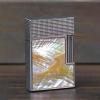 Butane Lighter, Open The Cover to Make a Sound, Inlaid With Colorful Shell Metal Lighter, Refillable, Adjustable Flame Cool Lighter, Suitable for Men'S Gifts, Women'S Gifts or Art Collection(Silver g) view 1