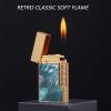 Butane Lighter, Open The Cover to Make a Sound, Inlaid With Colorful Shell Metal Lighter, Refillable, Adjustable Flame Cool Lighter, Suitable for Men'S Gifts, Women'S Gifts or Art Collection(Silver g) view 2