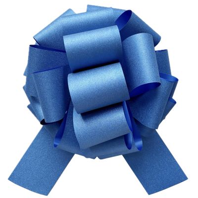 1PC Giant Blue Pull Bow for Gift Wrapping, 14" Sparkling Glitter Large Ribbon Bow, Big Car Bow for Bike, Wreath, Holiday, Anniversary, Wedding, Party & Home Decorations (Blue)