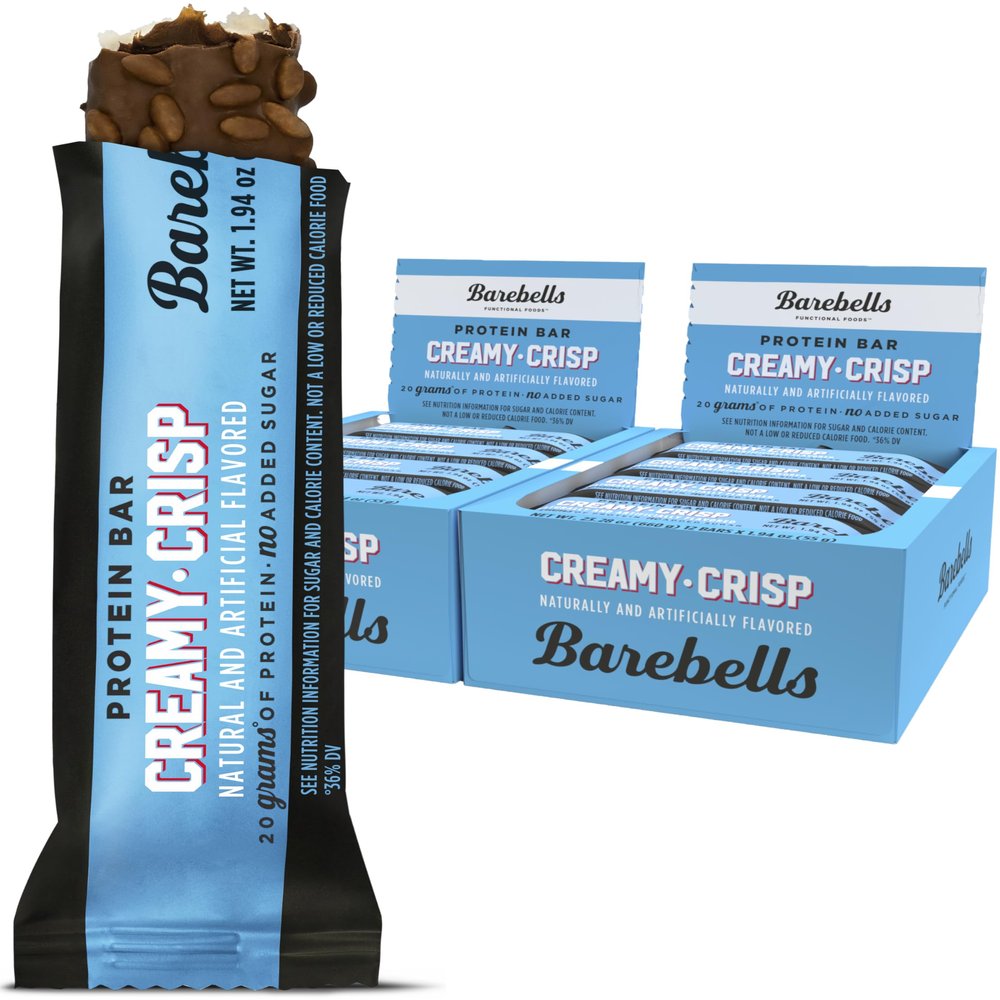 Barebells Protein Snacks Bars Creamy Crisp - 12 Count, Pack of 2-1.9oz Bars 20g of High Protein - Chocolate Protein Bar with 1g of Total Sugars - Perfect on The Go Protein Snack & Breakfast Bars.