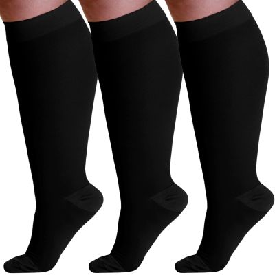 ABSOLUTE SUPPORT (3 Pairs) Opaque Knee High Graduated Compression Socks for Women and Men 20-30mmHg | For Swelling, Edema, Sclerotherapy, Diabetic - Black, Small - A501BL1-3