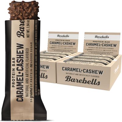 Barebells Protein Bars Caramel Cashew - 12 Count,pack of 2-1.9oz Bars with 20g of High Protein - Chocolate Protein Bar with 1g of Total Sugars - Perfect on The Go Protein Snack & Breakfast Bar