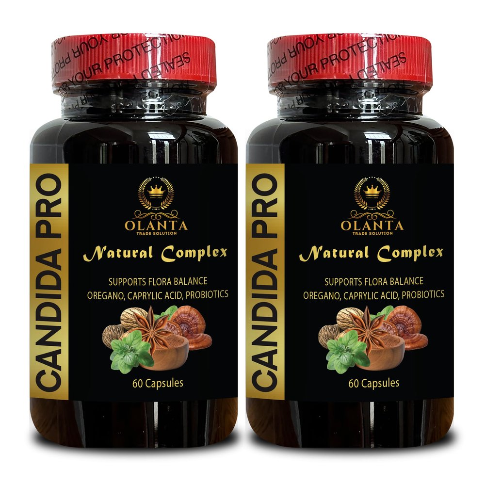 OLANTA TRADE SOLUTION Candida PRO Complex - probiotics for Women Digestive Health, Anise Seed, Black Walnut, Wormwood, caprylic Acid, Immune Support Pills - 2 Bottles 120 Capsules