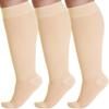 ABSOLUTE SUPPORT (3 Pairs) Wide Calf Knee High Compression Support Stockings for Men and Women 20-30mmHg | For Circulation during Flight, Travel, Sports, Athletic - Beige, 4X-Large - A501BE7-3 view 1