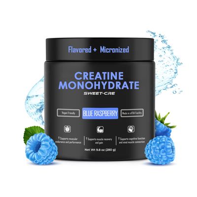 Sweet Cre Creatine Monohydrate  5g Creatine Monohydrate Powder  Advanced Creatine for Women and Men  Bulk Supplements Creatine  Delicious Fruit Punch Flavor  10oz (40 Servings, Blue Raspberry)