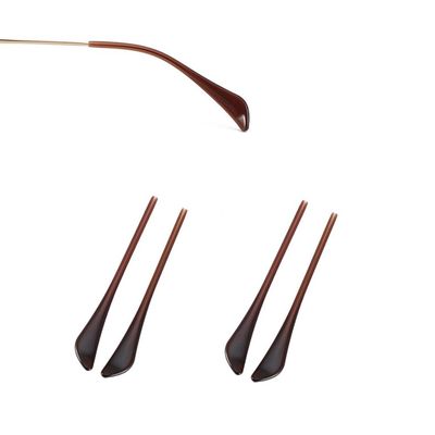 2 Pairs Eyeglass End Tips Ear Sock Pieces Tube Sleeve Eyewear Temple Replacement Hard Silicone Glasses Legs (Brown)