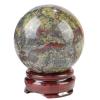 NIBHZ Crystal Sphere Ball with Wood Stand Healing Crystals Gemstone Ball Divination Sphere Sculpture Figurine for Reiki Meditation Feng Shui Home Desk Decor,Dragon Blood Stone view 1